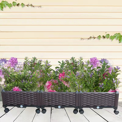 Çok Fonksiyonlu Yükseltilmiş Plastik Bahçe Yetiştiricilerinin PVC Tekerlerde Yükseltilmiş Bahçe Yatağı