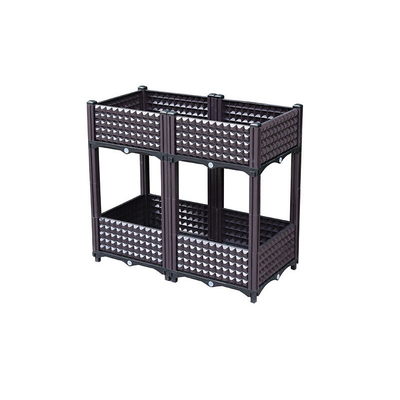 Home 40cm Geniş Kare Plastik Yükseltilmiş Tekerlekli Saksı Çift Katlı